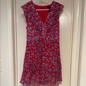 BCBGMaxAzria Red and Blue Floral Mini Dress